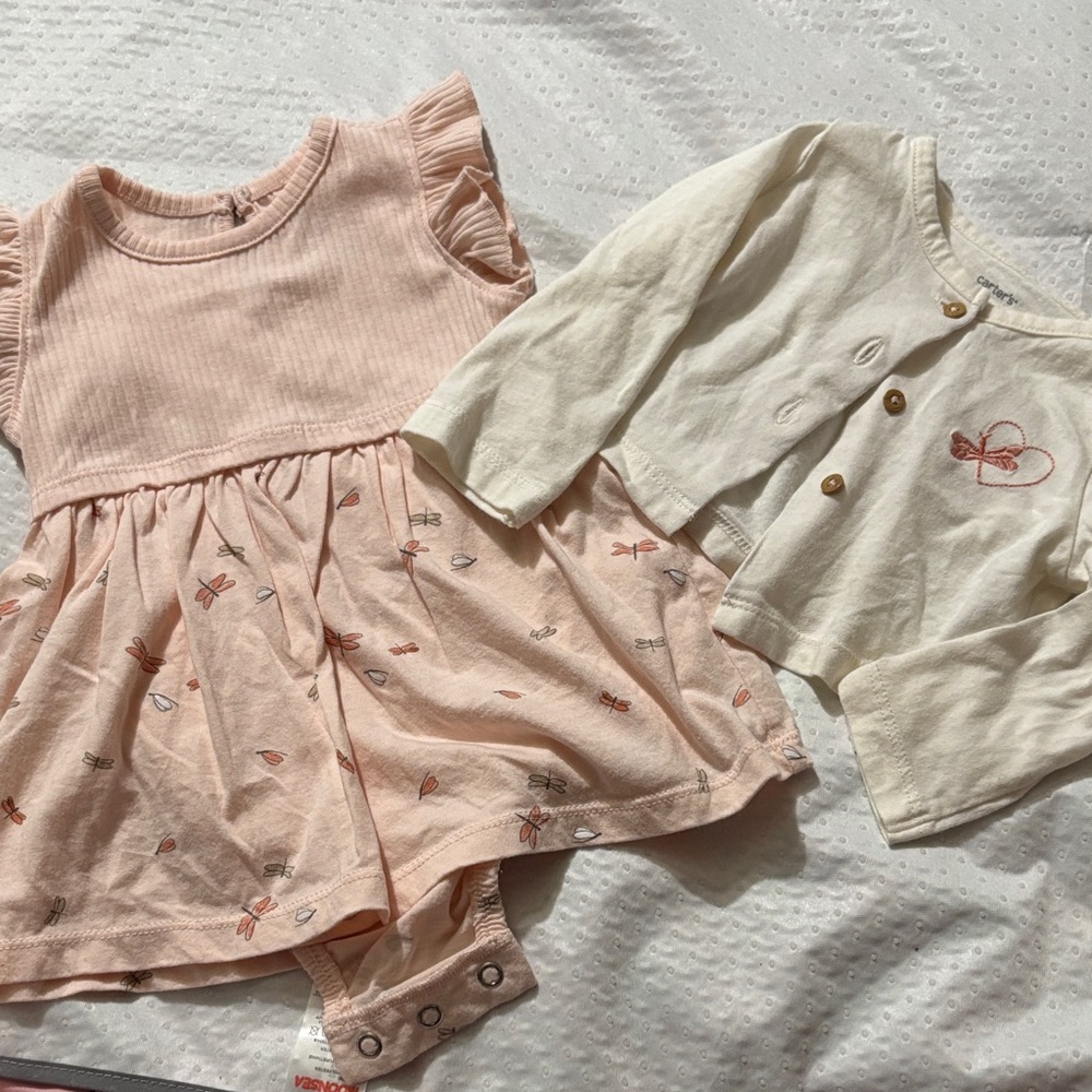 Carter's Pink Dress and Cream Cardigan Set